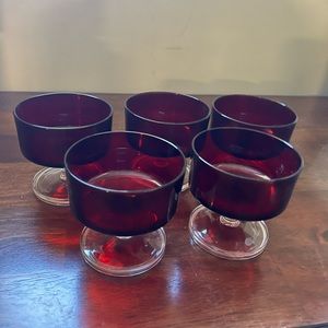 Vintage Luminarc Ruby Red Dessert Glasses